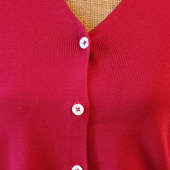 Ralph Lauren medium petite red silk cardigan - Picture 5 of 8